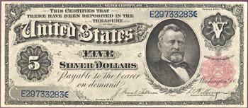 1891 $5.00.  VF.