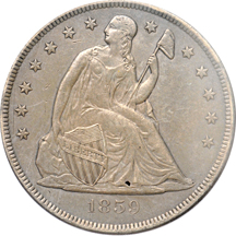 1859-O PCGS AU-50.