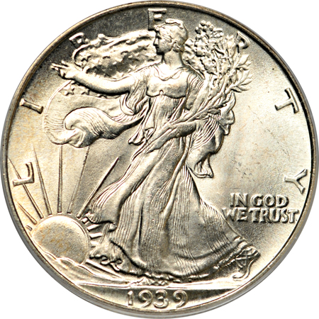 Six certified Walking Liberty half-dollars.