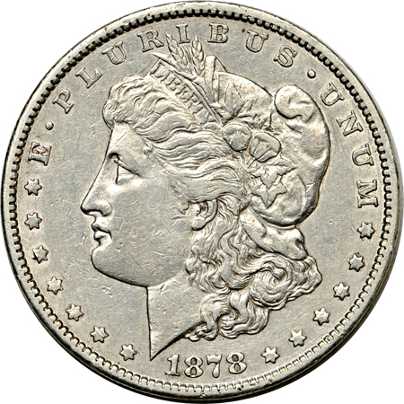 Eight F to XF collector date Morgan dollars.