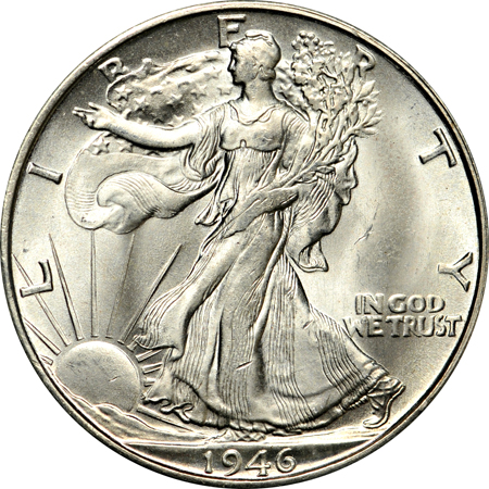 Fifty-three Walking Liberty half-dollars.