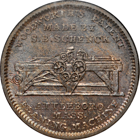 1834 Attleboro, MA. S. B. Schenck (HT-158, Low-8, R.1). NGC MS-64 BN.