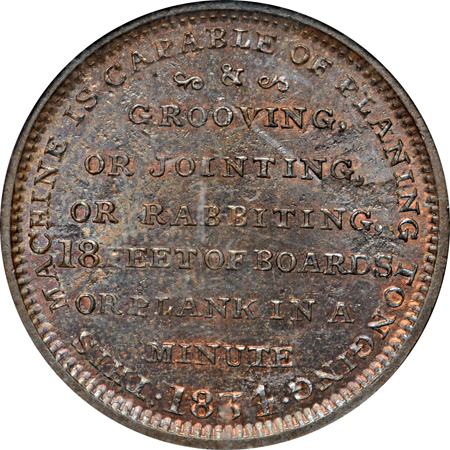 1834 Attleboro, MA. S. B. Schenck (HT-158, Low-8, R.1). NGC MS-64 BN.