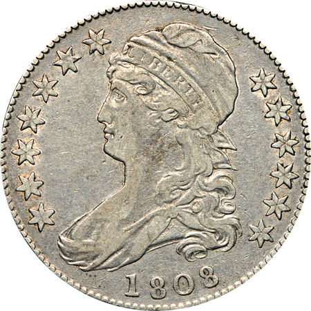 Twelve Bust half-dollars, lettered edge.