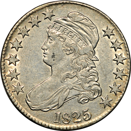 Twelve Bust half-dollars, lettered edge.