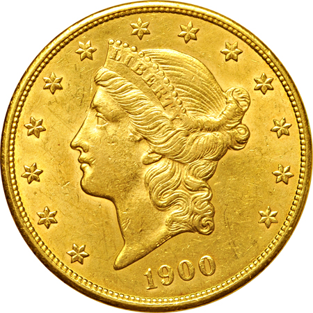 Eight gold type coins.