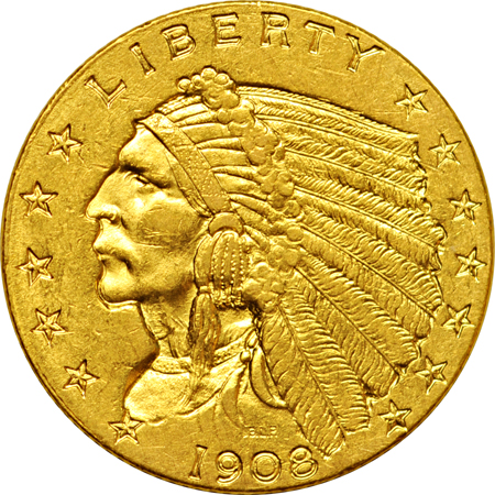 Four AU/UNC Indian quarter-eagles.