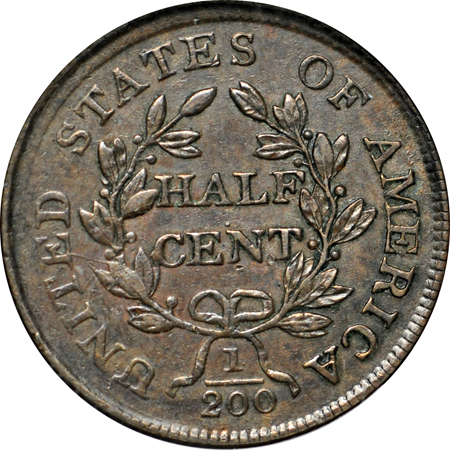 1804 Plain 4 - Stemless (C-13, R.1). NGC AU-55 BN.