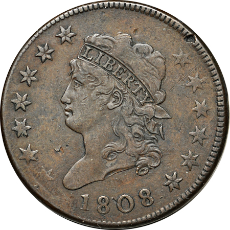 1808 (S-177, Breen-1 (Die State IV), R.2) VF-30.