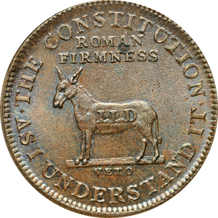 (1833) "I Take The Responsibility" Cent-Sized Political Type Token (HT-70, Low-51, R.1). ANACS MS-64 BRN.