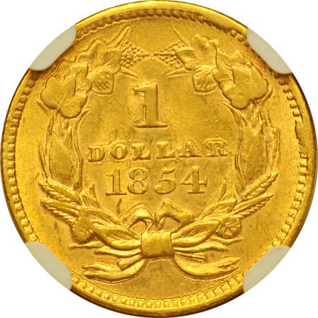 1854 Type 2. NGC AU-58.