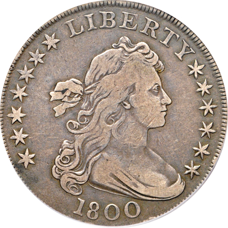 1800 "Low 8 Wide Date" (B-13, BB-193, R.4). PCGS VF-25.