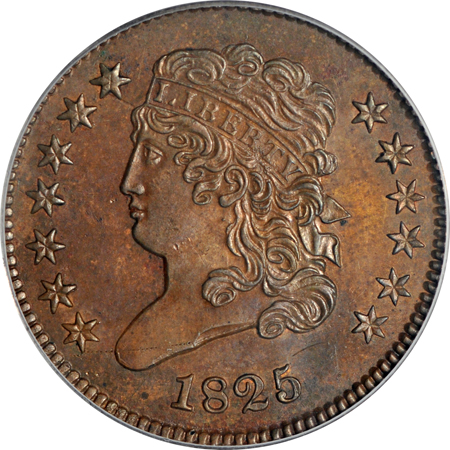 1825 (C-1, R.3) PCGS MS-62 BN.