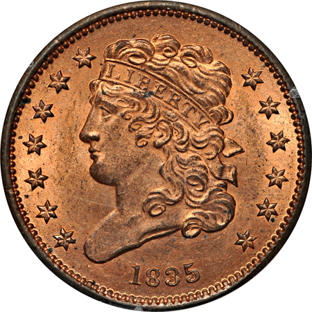 1835 (C-2, R.1) PCGS MS-64 RD.