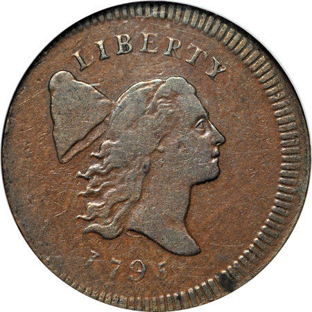 1795 Plain Edge, No Pole (C-5a, R.3). NGC VF-25 BN, Off Center.