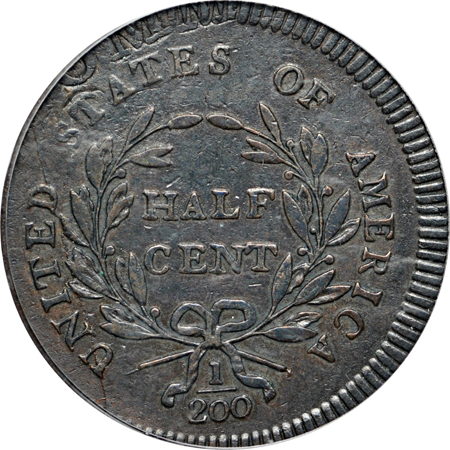 1795 Plain Edge, No Pole, struck on TAL Token (C-6a, R.2). PCGS VF-30.