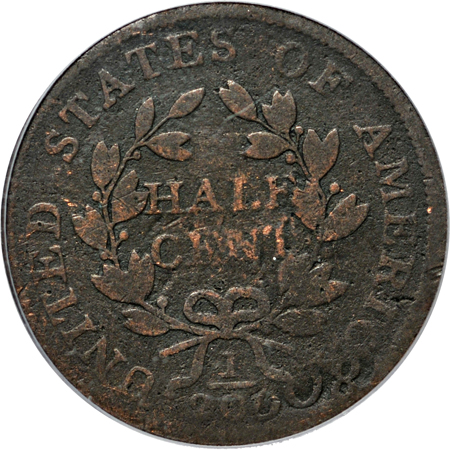 1802 2/0 Reverse Struck Over 1802 Cent (C-2, R.3). PCGS GD-4.