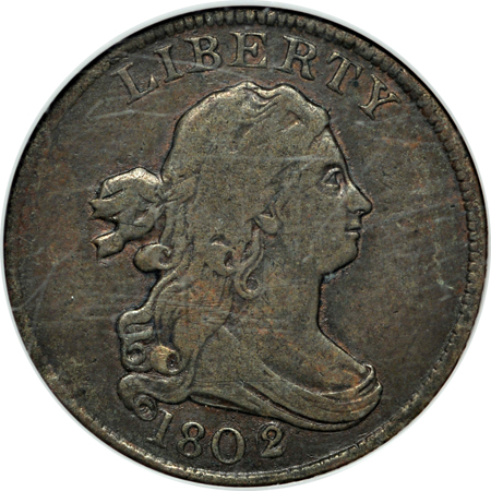 1802 2/0 Reverse of 1802 (C-2, R.3). NGC F-15.