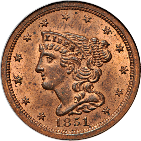 1851 (C-1, R.1) NGC MS-64 RB.