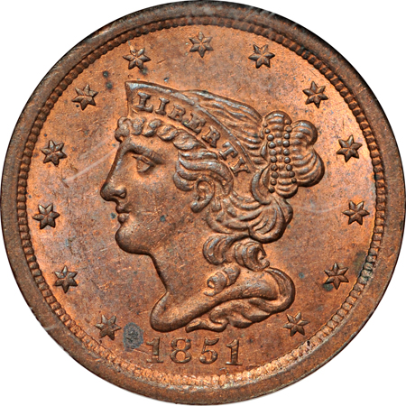 1851 (C-1, R.1)  NGC MS-63 RB.