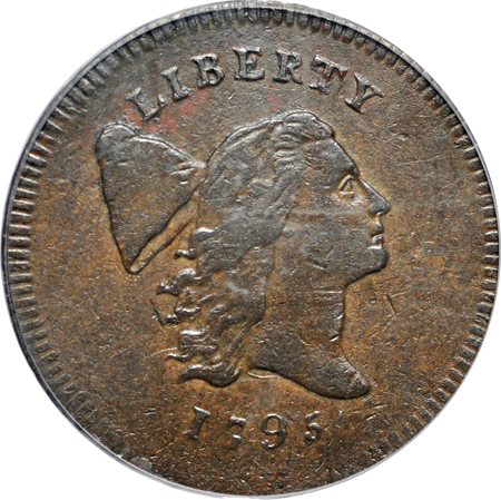 1795 Plain Edge, No Pole (C-6a, R.2). PCGS XF-40.