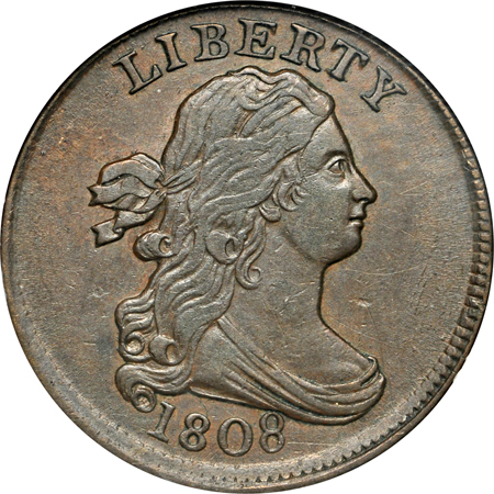 1808 Normal Date (C-3, R.1). NGC AU-50 BN CAC.