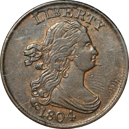 1804 Spiked Chin, Die State VII (C-8, R.1). NGC AU-53 BN.