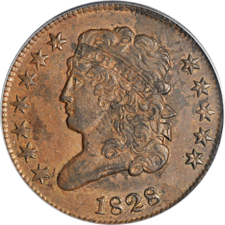 1828 12 Stars (C-2, R.2). PCGS AU-58.