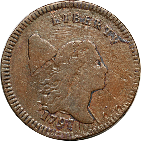 1797 Lettered Edge (C-3b, R.4). VF Details/tooled/residue, unknown large-cent host.