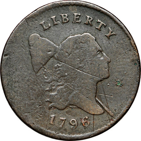 1796 With Pole (C-2, R-4+). VG/obverse scratches.