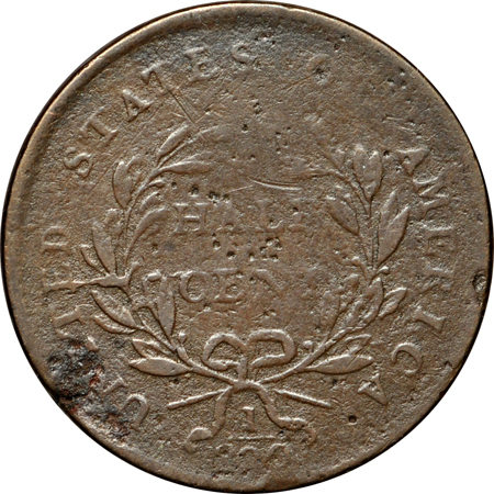 1802 2/0 Reverse of 1800 (C-1, R.6). VG/surface porosity.