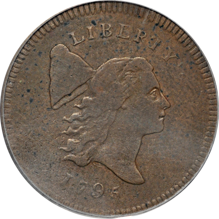 1795 Plain Edge, No Pole (C-5a, R.3). PCGS VF-30 CAC.