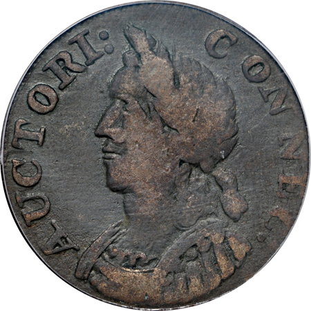 1786 Connecticut Copper, MBL "Hercules Head" (Miller 5.3-N, R.2)  PCGS VF-20.