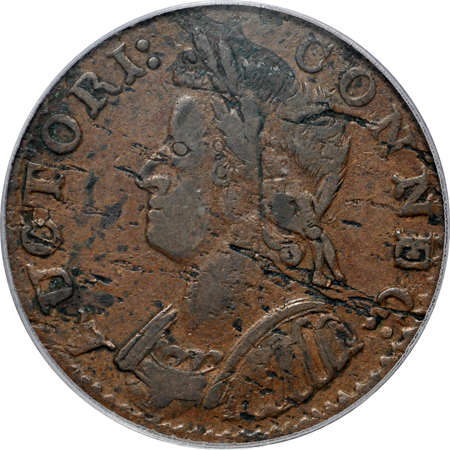 1786 Connecticut Copper, MBL (Miller 5.4-G, R.2) PCGS VF-30.