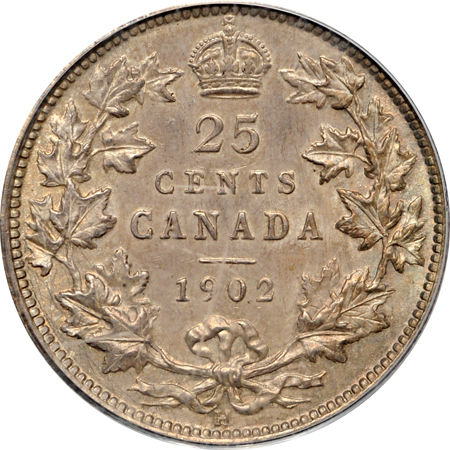 Canada.  1902-H Twenty-Five cents. PCGS MS-64.