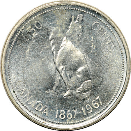 Canada.  1967 Double Struck Fifty cents MS-63.