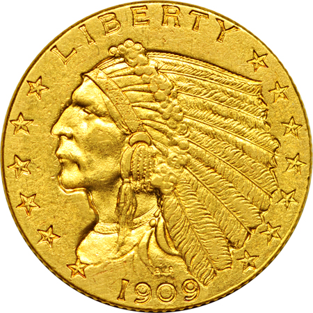 Nine Indian quarter-eagles.