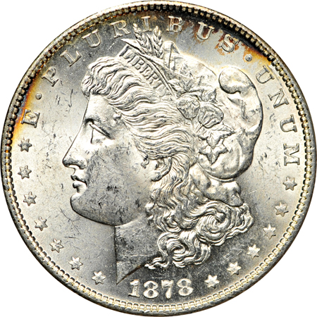 Twenty 1878-S uncirculated Morgan dollars.