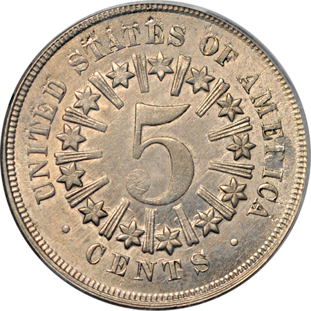 1866 w/ Rays. PCGS MS-63.