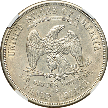 1875-S NGC AU-58.