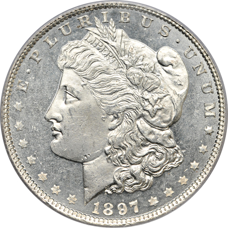 Six PCGS certified MS-64 Morgan dollars including two PL examples.