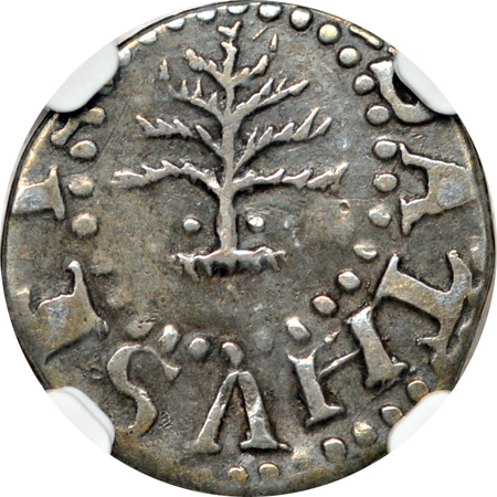 1652 Pine Tree Threepence, "Pellets at Tree Trunk" (Noe-34, Crosby 1-A1, R.4, 17.7gr.) NGC VF-25.