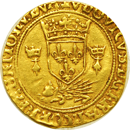 France. No Date (1498 - 1515) Louis XII gold Ecu d'Or au Porcepic de Bretagne (Friedberg 329). VF.