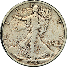 Walking Liberty half-dollar set 1916 through 1940-S in a Whitman 9423 album.