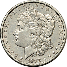 Eight F to XF collector date Morgan dollars.