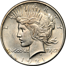 Forty-three Peace dollars.