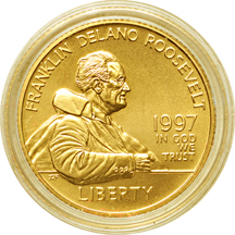 1997 Franklin Delano Roosevelt two-coin gold commemorative set.