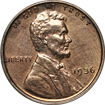 1936 through 1942 Proof Lincoln cents.