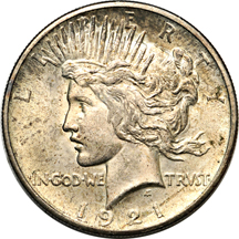 Eight Peace dollars.