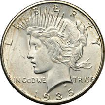 Eight Peace dollars.